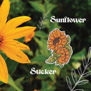 Sunflower Sticker, Sunflower Decal, Flower Stickers, Floral Laptop Stickers, Sunflower Party Decorations
