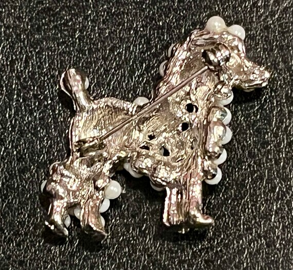 Vintage Rhinestone And Pearl Poodle Dog Brooch Pi… - image 7