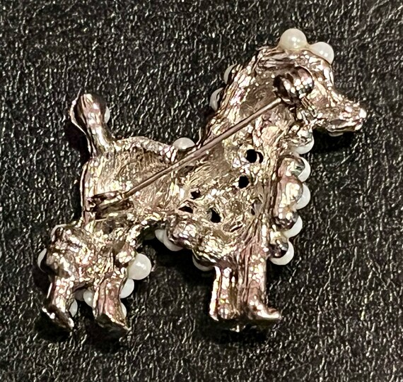 Vintage Rhinestone And Pearl Poodle Dog Brooch Pi… - image 8