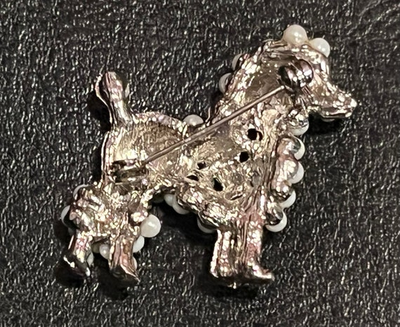 Vintage Rhinestone And Pearl Poodle Dog Brooch Pi… - image 5