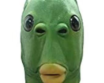 Halloween Costume Fish Head Party Mask Green Adult Animal Cosplay Prop Latex Masks