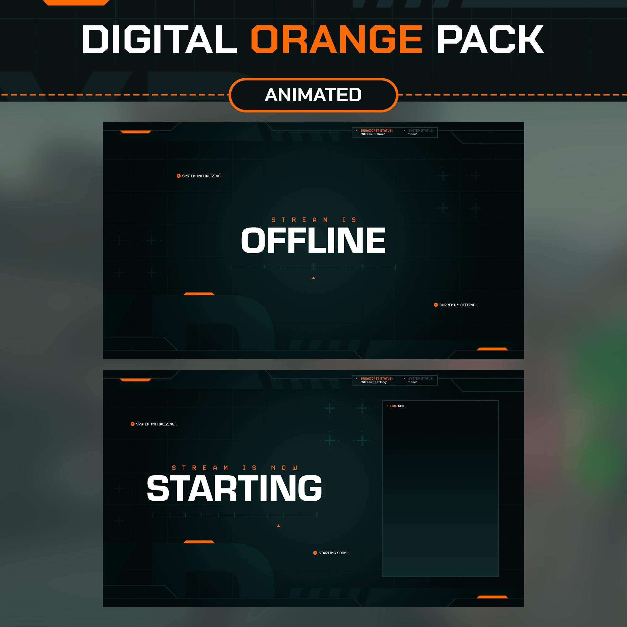Animated Orange Twitch Stream Package: Tech Overlays, Alerts, Screens ...