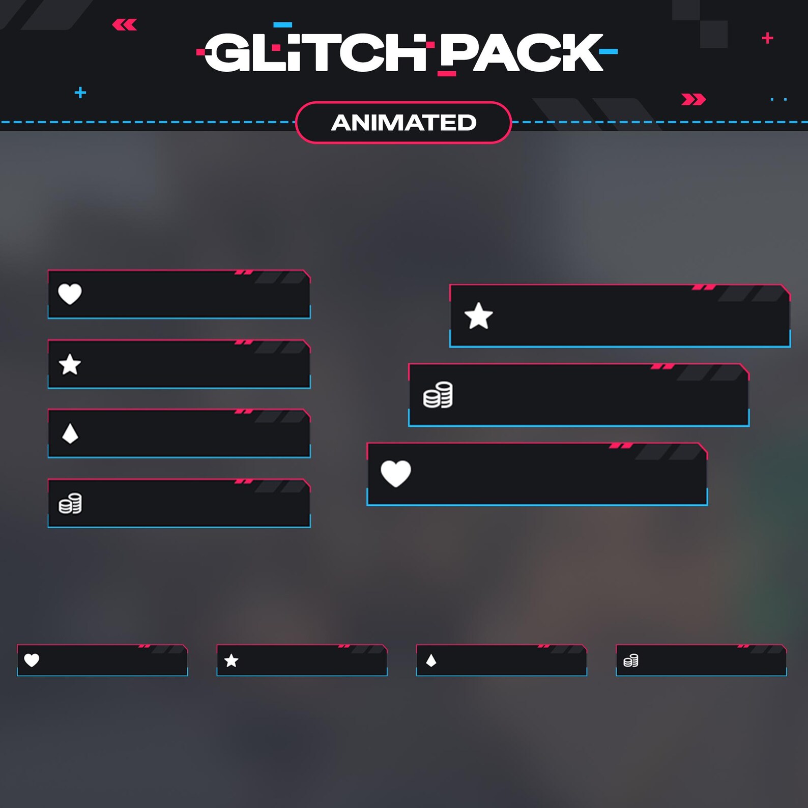 Animated Glitch Twitch Overlay Package: Stream Screens, Alerts, Panels ...