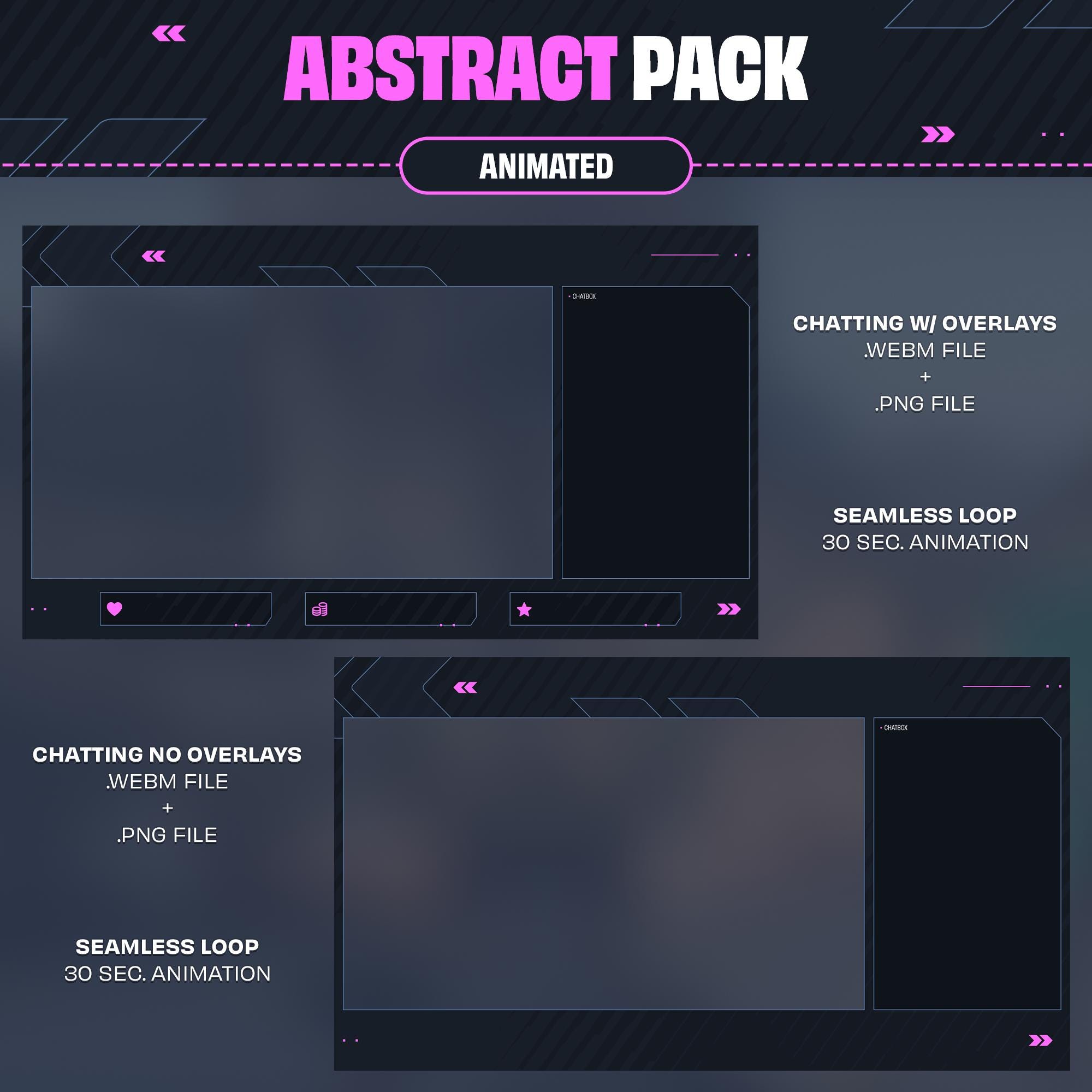 Animated Pink Twitch Overlay: Abstract Stream Package (digital Download ...
