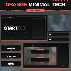 Animiertes Twitch Overlay Minimal, Digital Stream Paket Orange, TwitchAlert, Twitch Panels, Szenenübergang, Stream Pack, OBS, Streamlabs