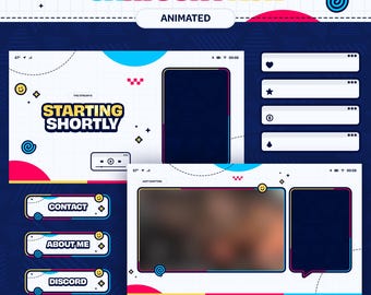 Animated Cartoon Twitch Stream Package: Overlays, Alerts, Panels (Digital Download)
