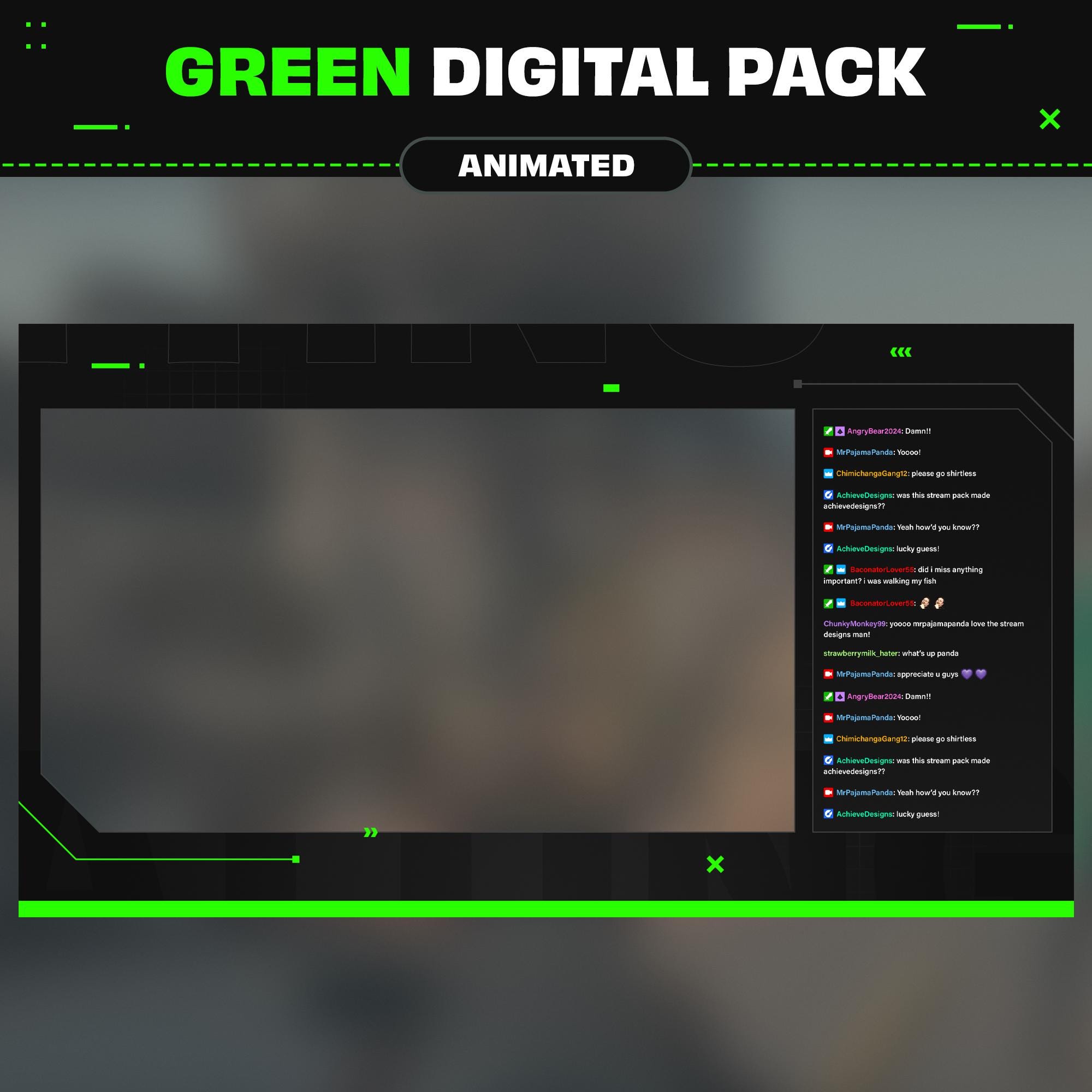 Animated Green Tech Twitch Overlay Package (digital Download) - Etsy