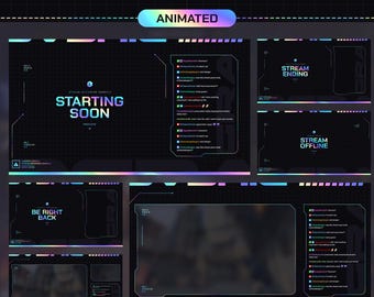 Animated Holographic Twitch Scenes: Holographic Stream Screens (Digital Download)