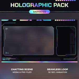 Animowana holograficzna nakładka Twitch: Tęczowy pakiet transmisji (alerty Twitch, nakładka kamery internetowej, panele, sceny, przejście Stinger) zdjęcie 5