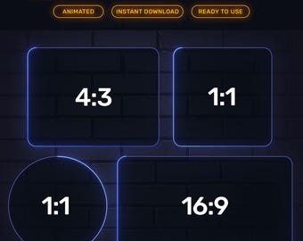 Animated Neon Twitch Webcam Overlay: Streaming Border (WEBM, PNG Format) (Digital Download
