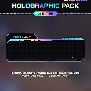 Animowana holograficzna nakładka Twitch: Tęczowy pakiet transmisji (alerty Twitch, nakładka kamery internetowej, panele, sceny, przejście Stinger) zdjęcie 7