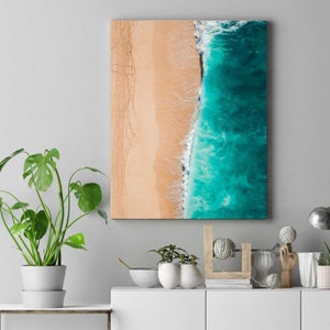 Impresión aérea del océano, impresión de olas del océano, impresión de la naturaleza, arte imprimible, decoración de la pared azul índigo, decoración moderna del océano, arte de la pared del océano, cartel del océano
