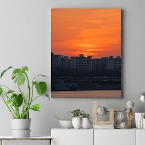 Sonnenuntergang Wandkunst, Orange Sonnenuntergang, Sonnenuntergang druckbare Wandkunst, Sonnenuntergang Leinwand, digitaler Download, druckbare Kunst