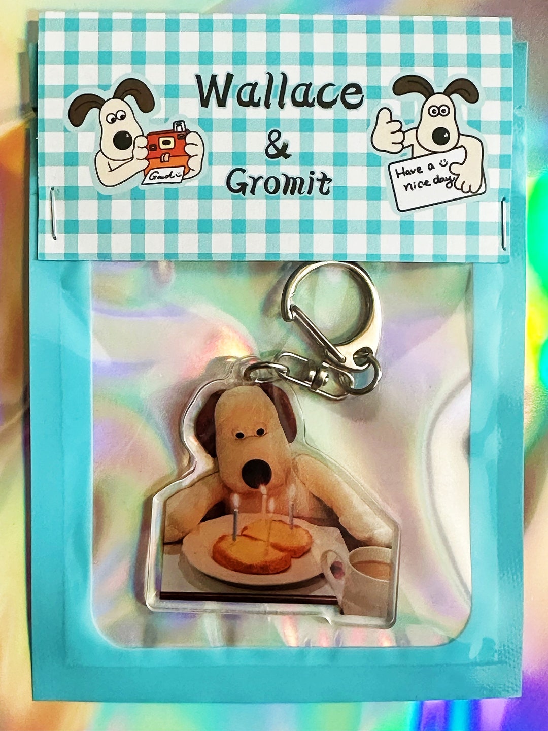 Wallace Gromit Dog Acrylic Keychain Whimsical Artwork Keychain Perfect