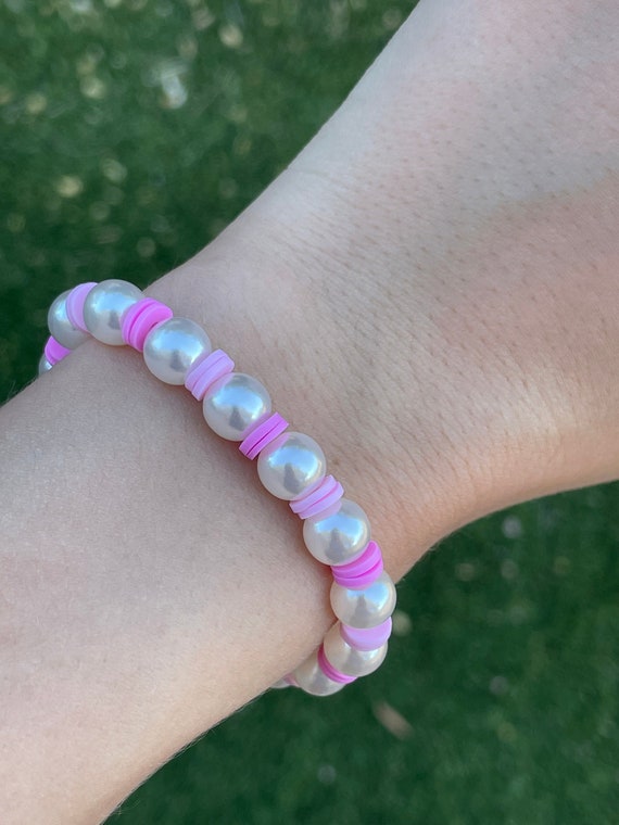 Buy Preppy Pink Pearl Clay Bead Bracelet Online in India