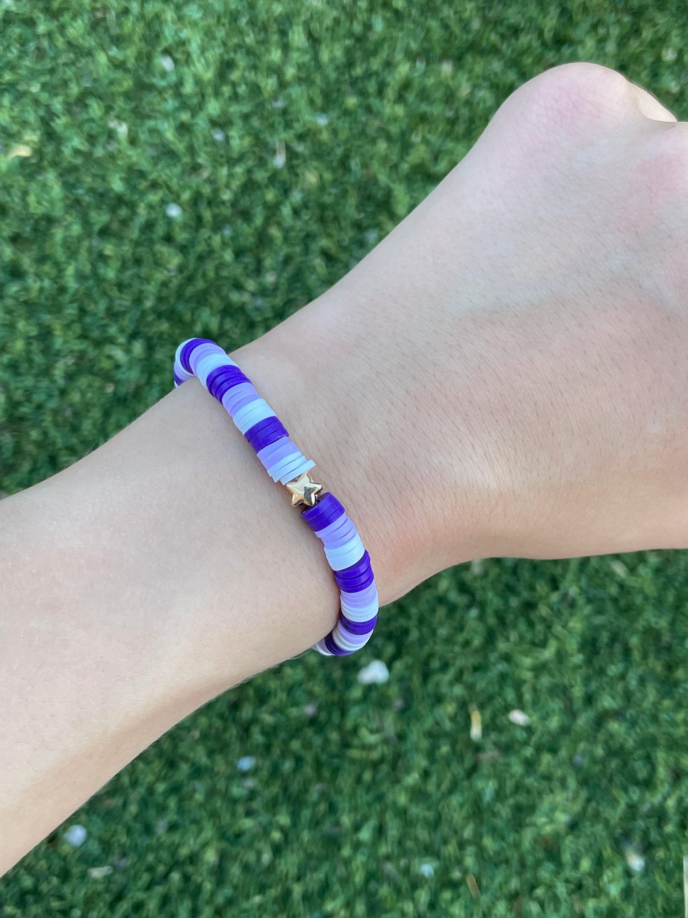 Preppy Purple Clay Bead Bracelet Etsy
