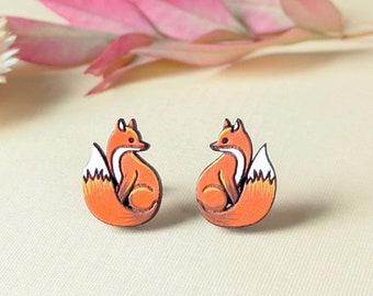 Sterling Silver Orange Fox Studs - Resin Sterling Silver Orange Fox Studs - Resin