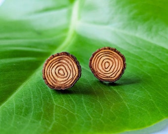 Tree Ring Unisex Woodland Cottagecore Stud Earrings