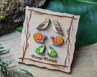 Forest Friends Earring Set | Woodland Animal Cottagecore Studs