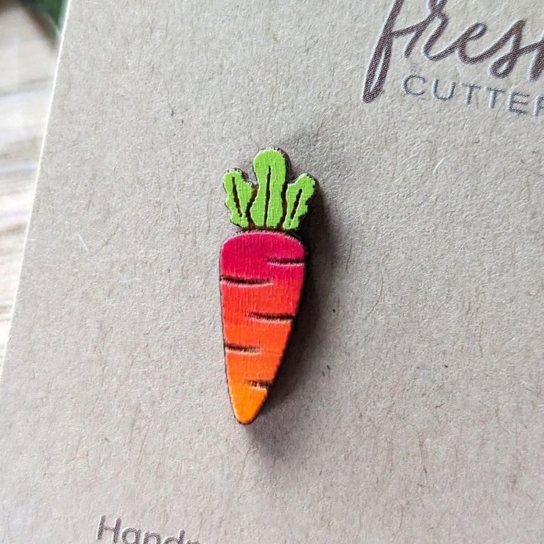 Rainbow Carrot Hand-Painted Cottagecore Wood Veggie Stud Earrings image 4