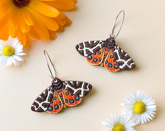 Garden Tiger Moth Hand-Painted Wood Earrings