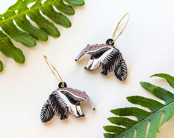Giant Anteater Hand-Painted Wood Earrings