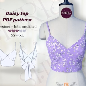 Strap V-neck Crop Top Sewing Pattern: XS-3XL (Instant Download)