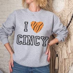 Cincinnati Football Fan Crewneck Sweatshirt, I Heart Cincy Pullover Sweatshirt, Cute Cincinnati Ohio Gift