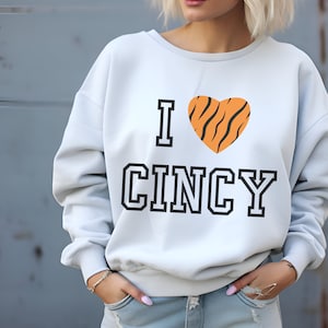 Cincinnati Football Fan Crewneck Sweatshirt, I Heart Cincy Pullover Sweatshirt, Cute Cincinnati Ohio Gift
