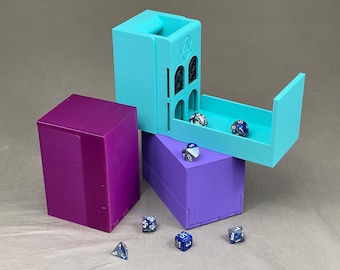 3-in-1 Dice Tower, Storage Box, & Dice Jail | Hinged Cover | Magnets for Secure Transportation | Great for any Tabletop RPG or Board Game