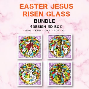 Bundle Ostern Jesus auferstanden Glas Schatten Box svg, Ostern Jesus auferstanden Glas Light Box svg, Ostern Jesus 3D Box, Ostern Dekor, Ostergeschenk, Jesus svg