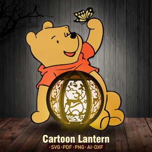 Fichier numérique lanterne ourson ours, bougie de lampe ourson ours, lanterne ourson ourson svg, boîte ombre ourson ours, lanterne de dessin animé, papier découpé pour lanterne