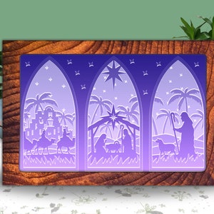 Christmas Nativity Paper Cut Light Box SVG, Jesus Birth Shadow Box SVG Cricut File, Cutting Cricut, Shadow Paper Cut, DIY