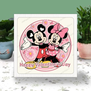 Mickey et Minnie Valentine Shadow Box, Svg 3D de la Saint-Valentin, Svg en couches Light Box Svg, 3D Box Cricut Files Light Box, papier 3D découpé