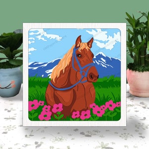 PAARD 3D-doos, paard Svg, paard schaduw doos Svg, Cricut-bestand, snijden Cricut, lichtbak paard, dierlijke 3D-doos, sjabloon papier knippen