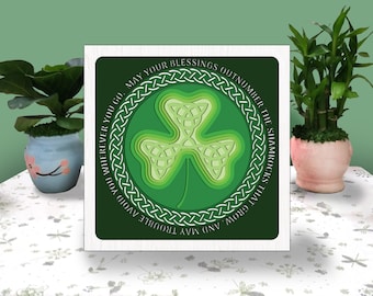 SHAMROCKS PATRICK 3D Box Paper Cut Light Box Svg, Shamrocks Shadow Box Svg Cricut File Cutting Cricut, ST Patrick Day Shadow Paper Cut