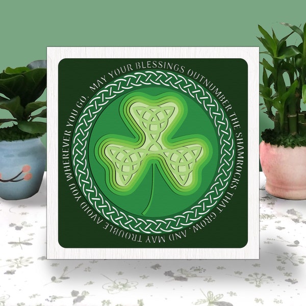SHAMROCKS PATRICK 3D Box Paper Cut Light Box Svg, Shamrocks Shadow Box Svg Cricut File Cutting Cricut, ST Patrick Day Shadow Paper Cut