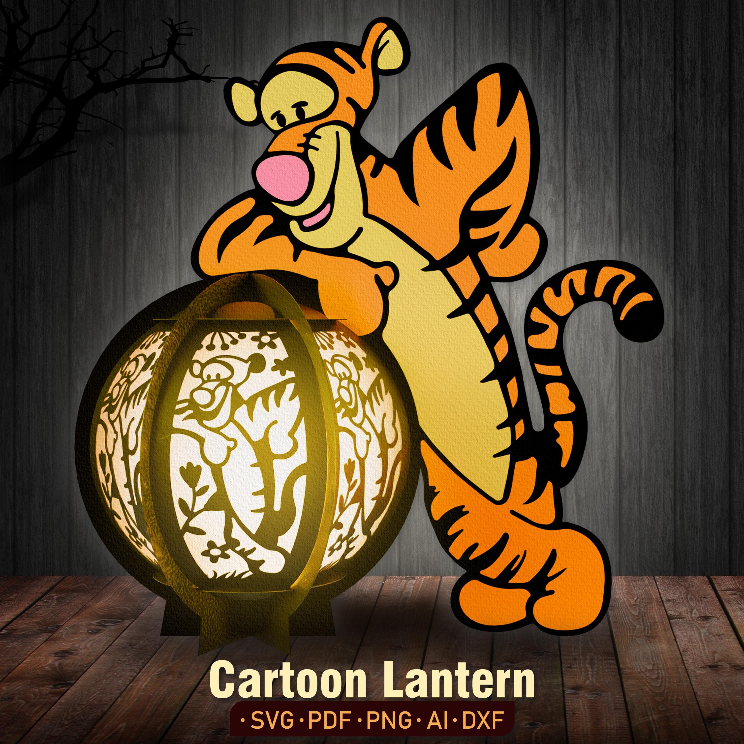Tigger Shadow Tigger Cartoon Lantern Digital File,tigger Lampcandle,tigger Light Box ...