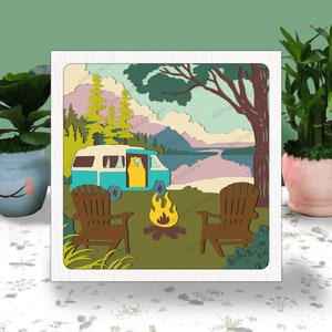 Camping 3D Box, Camping Paper Cut Shadow Box Adventure Cricut File Cutting Cricut Shadow Paper Cut