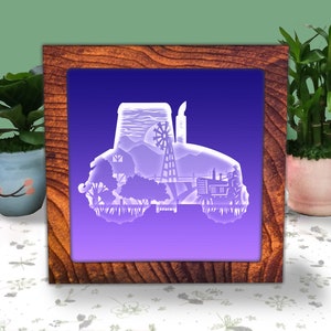 Tractor Farm Paper Cut Light Box SVG, Tractor Farm Shadow Box SVG Cricut File Cutting Cricut, Tractor Farm Shadow Paper Cut, DIY