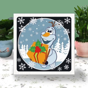SNEEUWMAN 3D vak papier gesneden sneeuwpop kerst lichtbak Svg kerstversiering schaduw vak Svg voor Cricut bestand ijzige sneeuwpop kerstcadeau