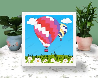 Hot Air Balloon 3D Box Paper Cut Hot Air Balloon Light Box Svg Hot Air Balloon Shadow Box Svg For Cricut File svg Hot Air Balloon Cardstock
