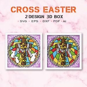 Bundle Cross Osterglas Schatten Box svg, Kreuz Osterglas Jesus Light Box svg, Ostern Jesus 3D Box, Osterdekor, Ostergeschenk, Jesus svg