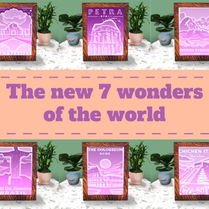 The New Seven Wonders Of The World Paper Cut Light Box Template files SVG, Shadow Box SVG Cricut File, Cutting Cricut, Shadow Paper Cut, DIY