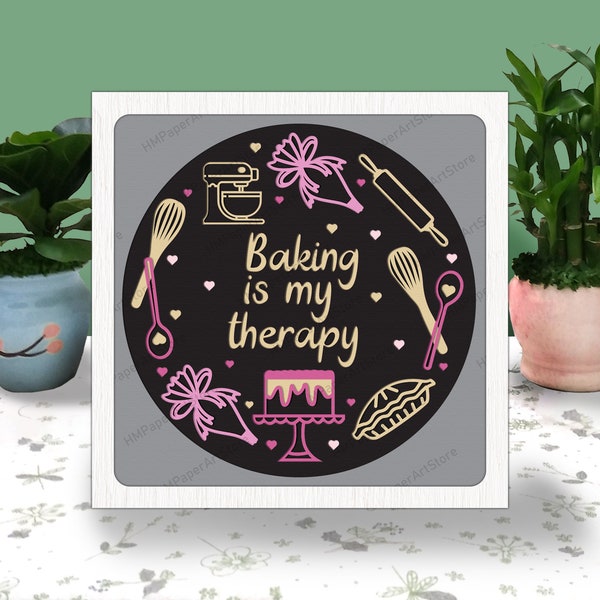 Love Baking 3D Box Paper Cut Baking is My Therapy Light Box Svg Shadow Box Svg, Baking Material, Master Baker Gifts for Chef,For Cricut File