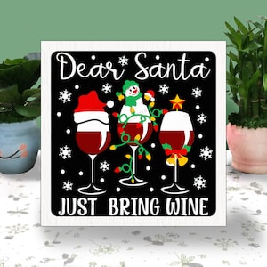 Coffret 3D vin Noël, vin Noël Shadow Box svg, Svg caisson lumineux en couches Svg, fichiers pour Cricut, vin Papercut Noël Noël, SVG Noël