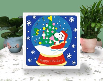 Happy Holidays 3D Box Paper Cut, Happy Holidays Light Box Svg,Merry Christmas Shadow Box, Svg For Cricut File, Christmas svg, Cardstock Svg