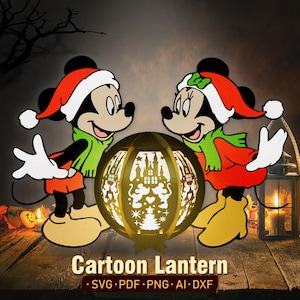Lanterna carina con topo di Natale SVG per Cricut, scatola delle ombre di Natale, lanterna di Natale con topo, lanterna con topo, decorazioni natalizie, carta lanterna svg