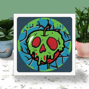 POISON APPLE 3D Box, Poison Apple Shadow Box Svg, Cricut File, Halloween Poison Apple 3D Box,Halloween 3D Box, Paper Cut Template,Halloween