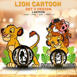 Cartoon lantaarn papier gesneden bestand| Kinderkamerdecoratie Hakuna Matata Shadow Box Lion King Lantaarn Cartoon Lantaarn Cadeau Voor Kinderen/K318